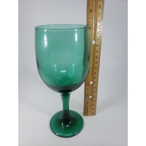 Libbey Dark Green Wine Glass Vintage Replacement 7" Stemmed - Picture 8 of 8
